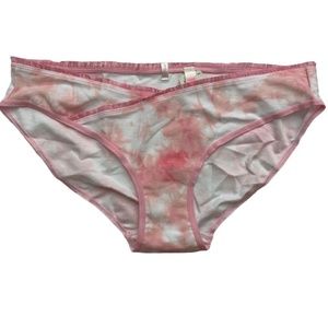 PINK Victorias Secret Nwt Chalk Rose Tie Dye Cotton Blend Ruffle Bikini Panty